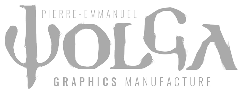 le logo en bleu de Pierre-Emmanuel Wolga, Graphics Manufacture