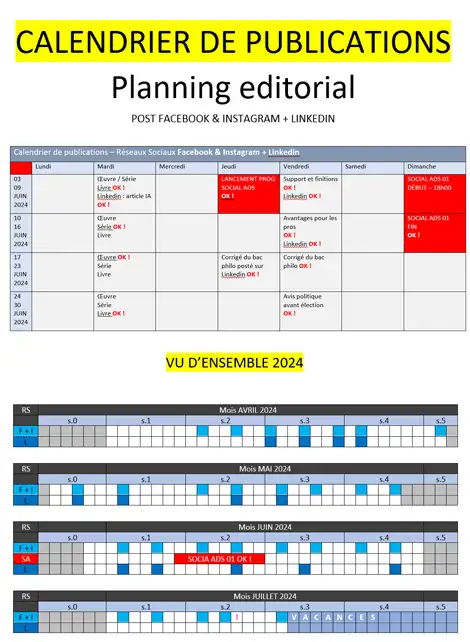 Le calendrier de publications de Pierrem DIgital ARt